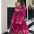 Rani pink embroidery roman glass silk blend  sharara suit set