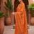 Orange  silk kurta pant set with scalloped dupatta