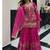 Rani pink embroidery roman glass silk blend  sharara suit set