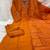 Orange  silk kurta pant set with scalloped dupatta