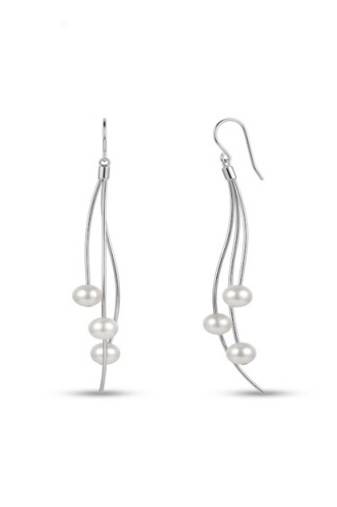 925 sterling silver Floating Pearl Threader Earrings