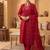 Rani pink  embroidered silk kurta pant set with dupatta