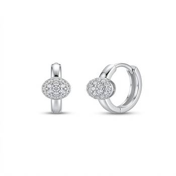 925 sterling silver Pavé Sphere Huggie Hoop Earrings 1