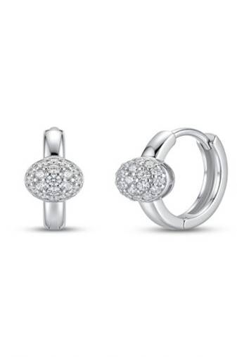 925 sterling silver Pavé Sphere Huggie Hoop Earrings