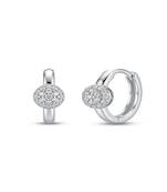 925 sterling silver Pavé Sphere Huggie Hoop Earrings