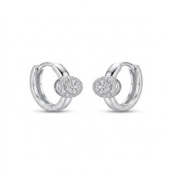 925 sterling silver Pavé Sphere Huggie Hoop Earrings 2