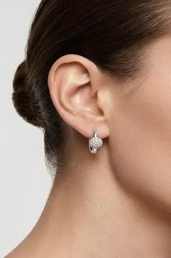 925 sterling silver Pavé Sphere Huggie Hoop Earrings