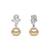 925 sterling silver Golden Pearl Diamond Drop Earrings