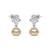925 sterling silver Golden Pearl Diamond Drop Earrings