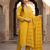 Mustard yellow embroidered  silk kurta pant set with dupatta