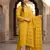 Mustard yellow embroidered  silk kurta pant set with dupatta