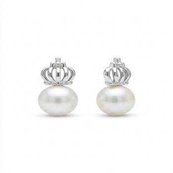 925 sterling silver Royal Pearl Crown Earrings 1