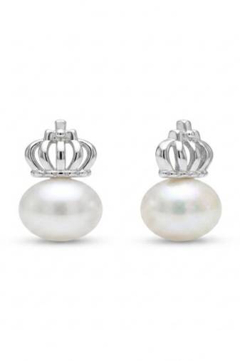 925 sterling silver Royal Pearl Crown Earrings