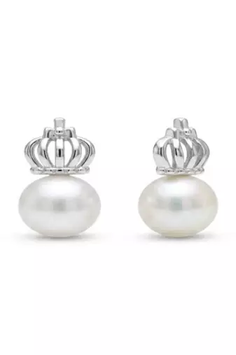 925 sterling silver Royal Pearl Crown Earrings
