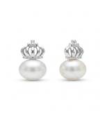 925 sterling silver Royal Pearl Crown Earrings