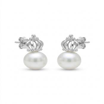 925 sterling silver Royal Pearl Crown Earrings 2