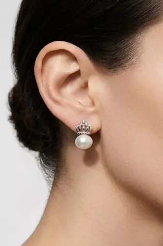 925 sterling silver Royal Pearl Crown Earrings