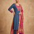 Women teal blue embroidered straight kurta with magenta dupatta and pant set