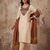 Women cream embroidered straight kurta with rust bandhani dupatta and pant set