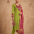 Women lime green embroidered straight kurta with rani pink dupatta and pant set