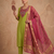 Women lime green embroidered straight kurta with rani pink dupatta and pant set
