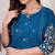 Teal blue floral printed short kurta with straight pants co-ord set