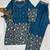 Teal blue floral printed short kurta with straight pants co-ord set