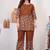 Brown floral printed short kurta with straight pants co-ord set