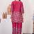 Rani pink floral printed short kurta with straight pants co-ord set