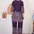 Wine floral printed short kurta with straight pants co-ord set