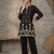 Women black printed  cotton kurti with trousers co-ord set