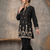 Women black printed  cotton kurti with trousers co-ord set