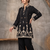 Women black printed  cotton kurti with trousers co-ord set