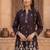 Women wine printed  cotton kurti with trousers co-ord set