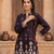Women wine printed  cotton kurti with trousers co-ord set