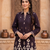 Women wine printed  cotton kurti with trousers co-ord set