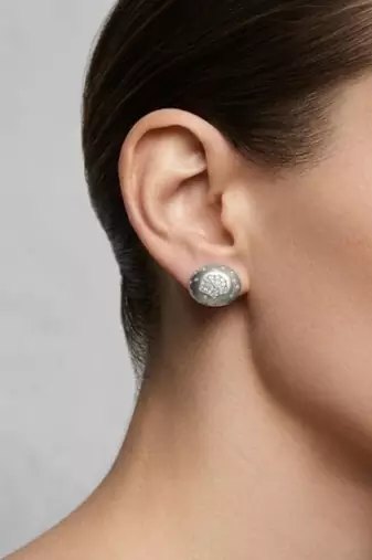 925 sterling silver Celestial Diamond Disc Stud Earrings