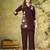 Women coffee brown embroidered tunic & pant co-ord set