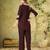 Women coffee brown embroidered tunic & pant co-ord set