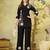 Women jet black embroidered tunic & pant co-ord set