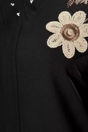 Women jet black embroidered tunic & pant co-ord set