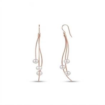 925 sterling silver Rose Gold Pearl Cascade Drop Earrings 1