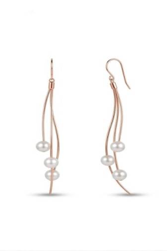 925 sterling silver Rose Gold Pearl Cascade Drop Earrings