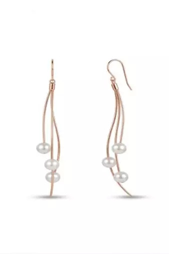925 sterling silver Rose Gold Pearl Cascade Drop Earrings