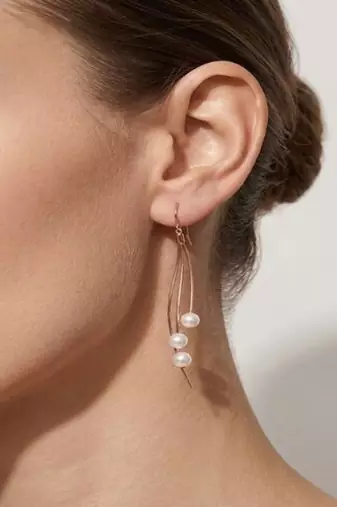 925 sterling silver Rose Gold Pearl Cascade Drop Earrings