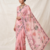 Premium floral print saree in dusty pink with stylish blouse