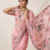 Premium floral print saree in dusty pink with stylish blouse