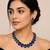 Blue ad stone rhodium-plated necklace set with earrings