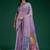 Lavender handwoven saree with artistic floral patchwork pallu