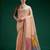 Peach handwoven saree with artistic floral patchwork pallu